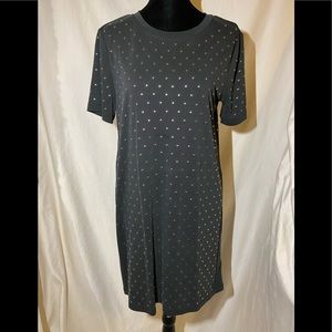 Black riveted shift dress